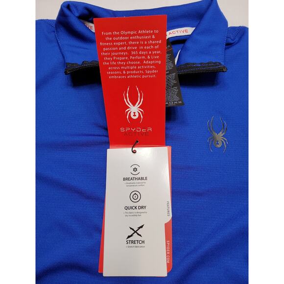 NWT. SPYDER ACTIVE QUARTER FRONT ZIP SIZE SMALL ROYAL BLUE - Picture 7 of 11